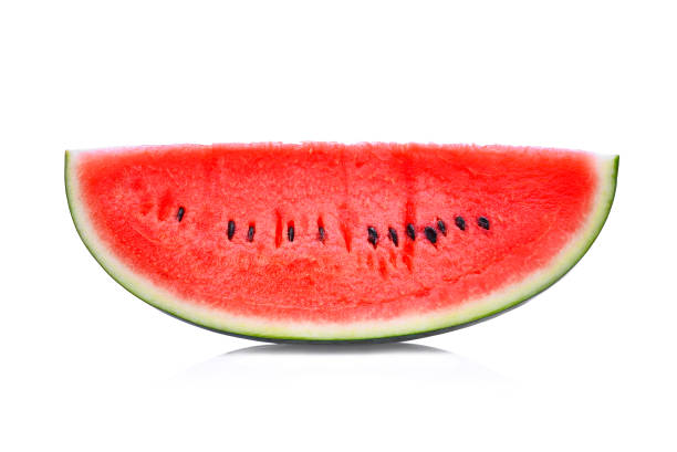 istock Slice of fresh watermelon isolated on white background 656550770