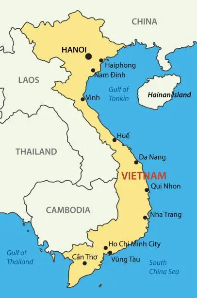 Vector illustration of Socialist Republic of Vietnam - vector map