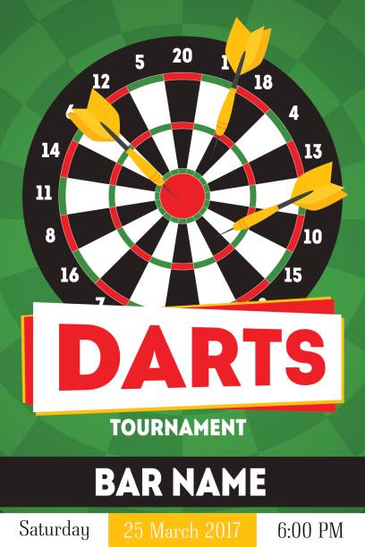대 한 다트 대회 포스터 만화 바. 벡터 - dartboard target pub sport stock illustrations