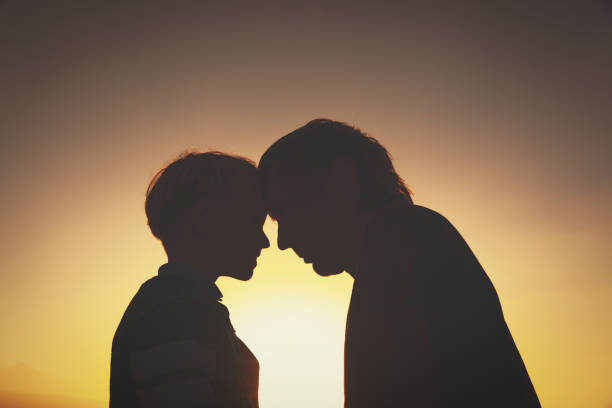 istock father and little son silhouettes at sunset 656560242
