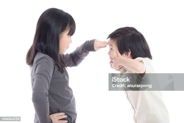 Asian Sister And Brother Quarreling Stock Photo - Download Image Now - Arguing, Asia, Brother