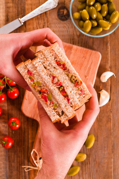 istock Tuna, olives and tomato sandwiches. 656566894