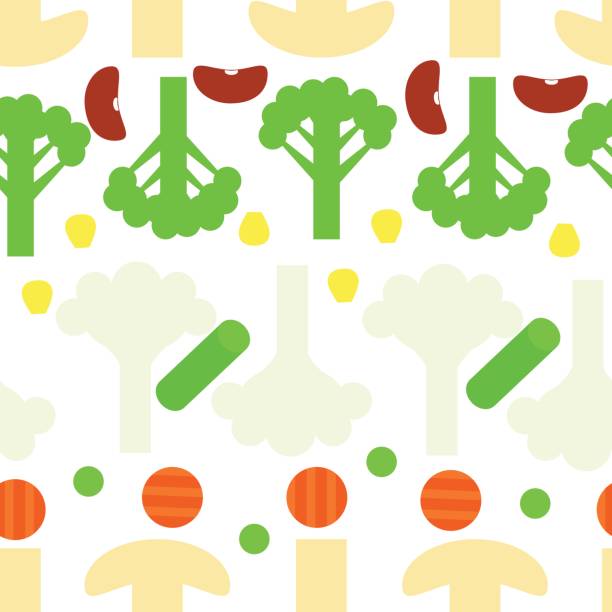 ilustrações de stock, clip art, desenhos animados e ícones de sliced frozen vegetables seamless pattern - agriculture backgrounds cabbage close up