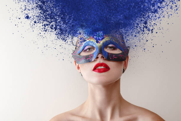 istock Fashion model with carnival mask 656576238