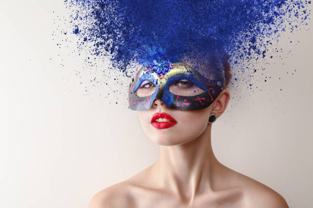 istock Fashion model with carnival mask 656576252