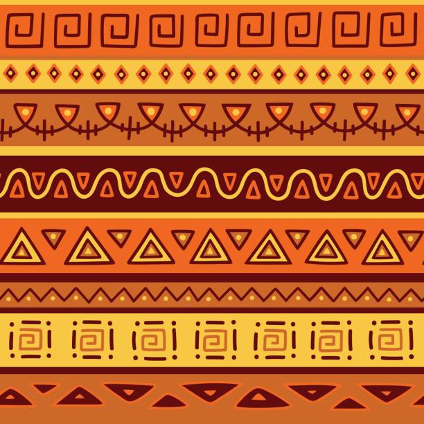 бесшовный цветовой узор в этническом стиле. орнаментальный элемент африканской темы. набор бесшовных старинных декоративных племенных гр� - fill frame stock illustrations