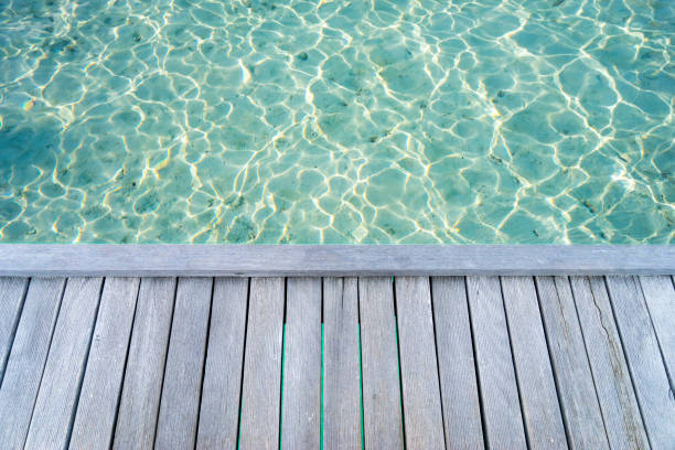 istock Tropical seascape with wooden platform on the turquoise ocean. 656587704