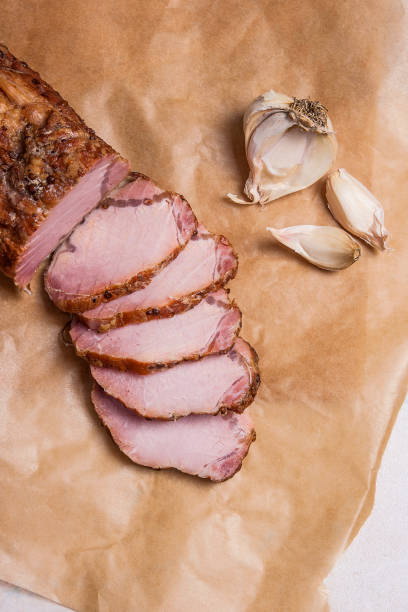 istock Close up view of sliced smoked meat or ham 656588250