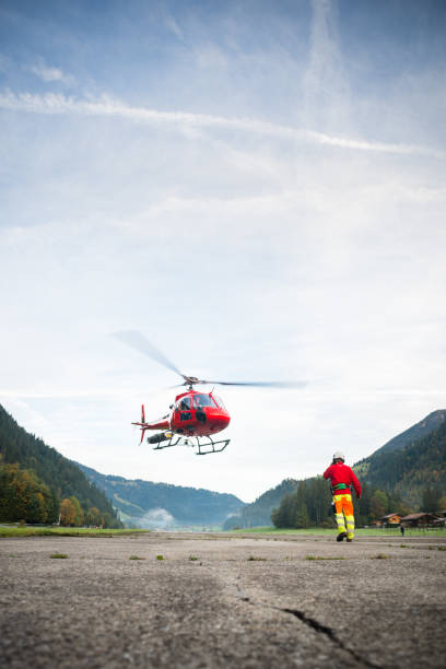 istock Mountain Rescue Helicopter Takes Off 656589058