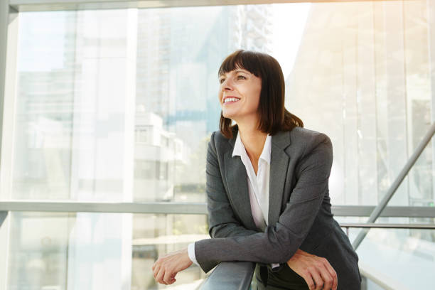 istock Happy business woman looking confident 656599126