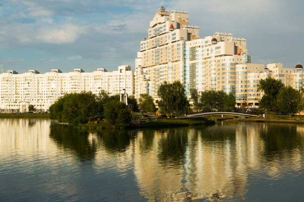 istock High rise apartment house on Svislach river 656599486