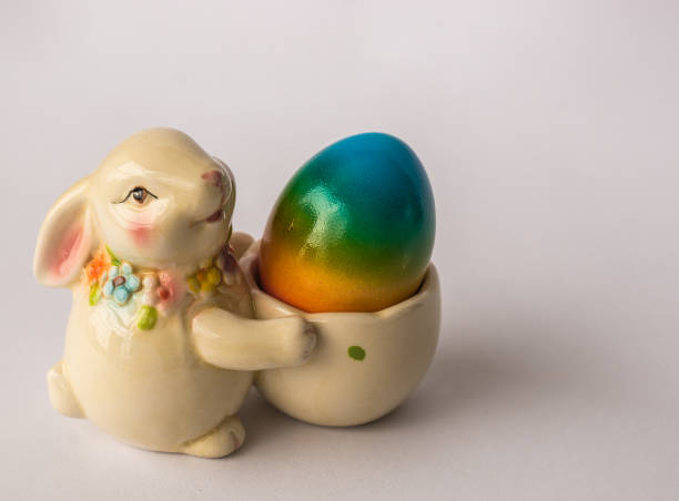istock Easter bunny with  basket with painted colorful eggs, Athens, Greece 656605874