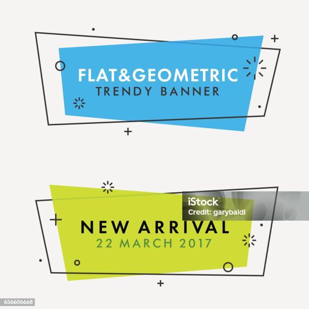 Set Of Trendy Flat Geometric Vector Banners Stock Illustration - Download Image Now - Text, Box - Container, Square - Composition