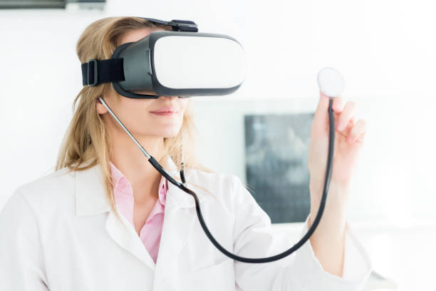 istock Medical exam with VR headset 656611506