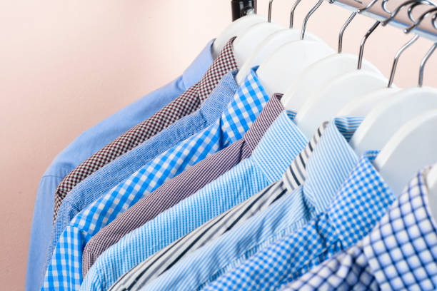 istock Cloth Hangers with Shirts. Men's clothes 656618274