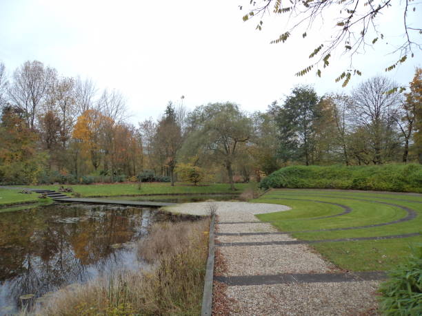 istock Beautiful trees in the park with river, nature view 656627842