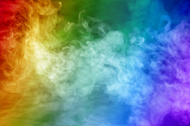 cores do arco-íris de fumaça - rainbow smoke colors abstract - fotografias e filmes do acervo
