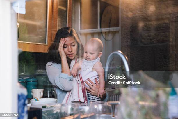 Stressed Single Mother Stock Photo - Download Image Now - Mother, Emotional Stress, Baby - Human Age
