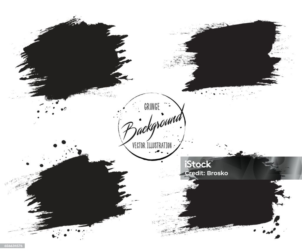 Set of grunge banners with stains, splashes and drops of ink Abstract vector templates with place for text. Paintbrush stock vector