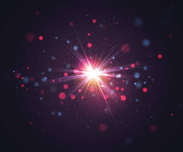 illustrazioni stock, clip art, cartoni animati e icone di tendenza di effetti di luce scintillanti, bokeh, luce flash e particelle glitter - space galaxy star glitter