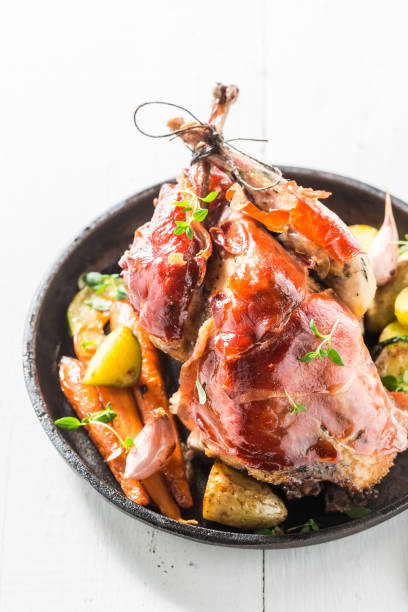 istock Homemade pheasant with bacon and vegetables and spices 656639376