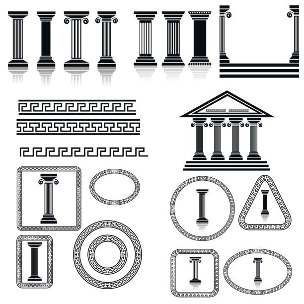 illustrazioni stock, clip art, cartoni animati e icone di tendenza di sagome di colonne - stability architecture roman decoration