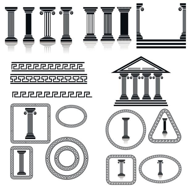 sylwetki kolumn - stability architecture roman decoration stock illustrations