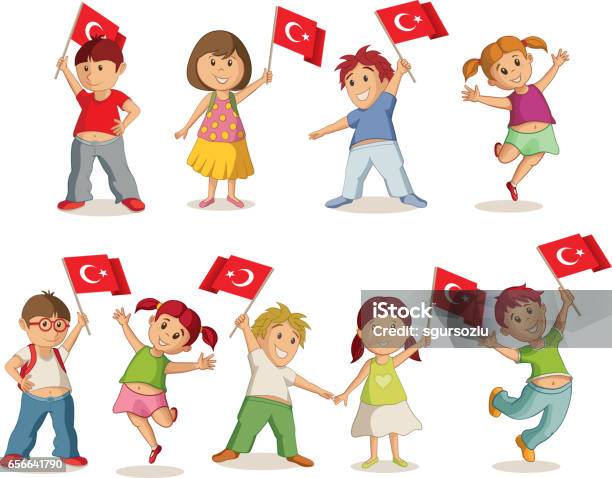 Children With Flags Stock Illustration - Download Image Now - April, Number 23, Child