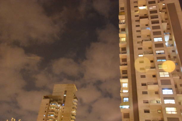 istock Residential buildings at night in Israel 656642310