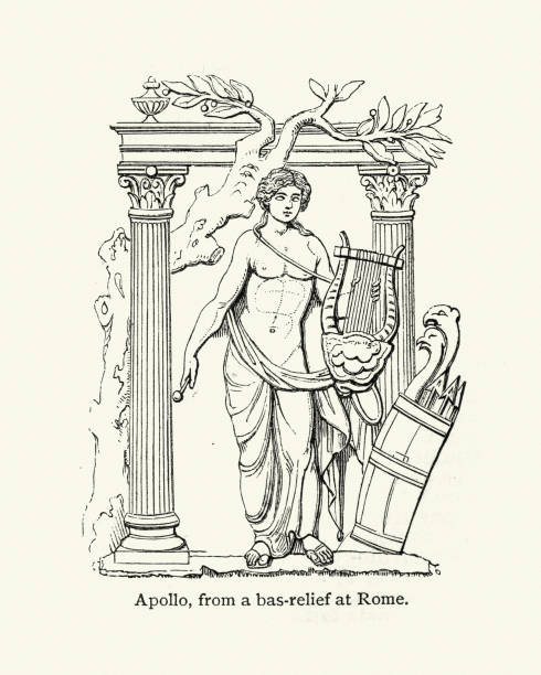 классическая мифология - бог аполлон - roman mythology stock illustrations
