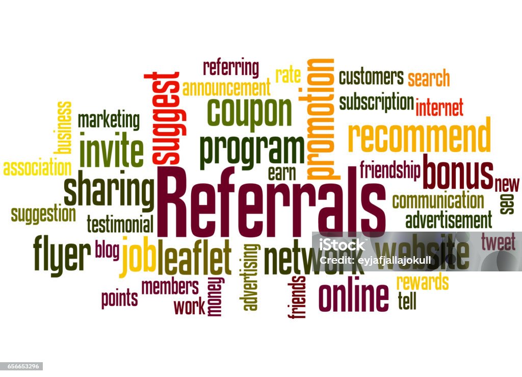 Refershing Word Referrals Word Cloud Concept 5 Stock Illustration - Download Image Now ...