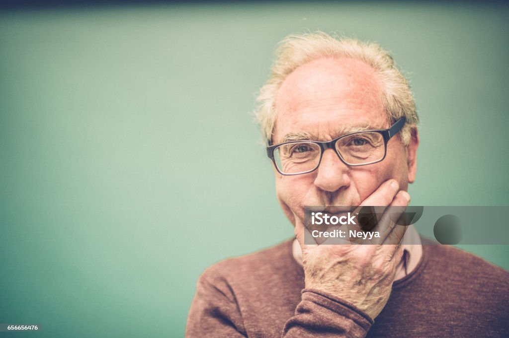 Worried Senior Man Portrait Toothache Stock Photo