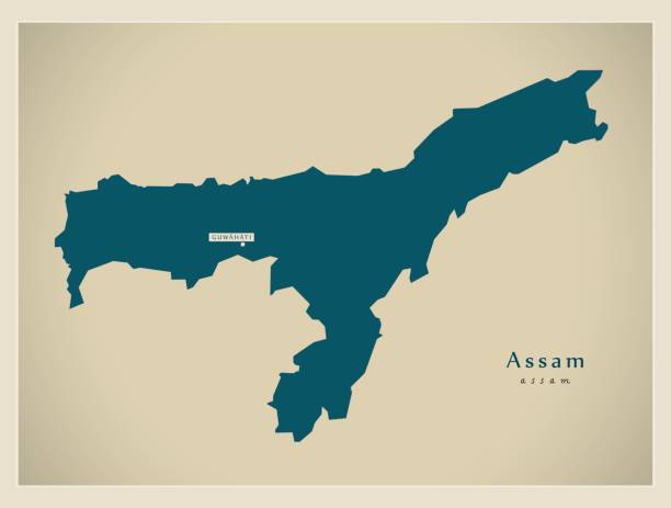 Modern Map - Assam IN Modern Map - Assam IN assam stock illustrations