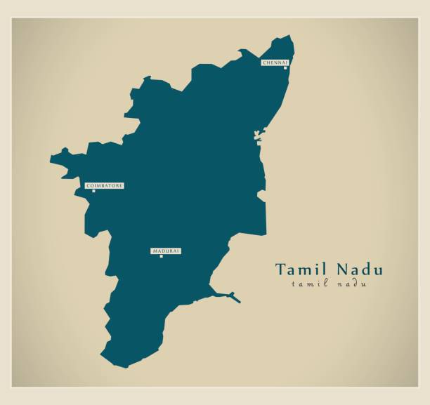 Modern Map - Tamil Nadu IN Modern Map - Tamil Nadu IN flat country stock illustrations