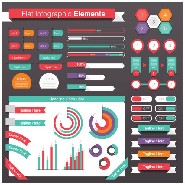 einfache flache infografik-design-elemente - cool und lässig grafiken stock-grafiken, -clipart, -cartoons und -symbole