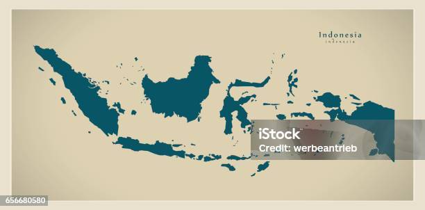 Modern Map Indonesia Id Stock Illustration - Download Image Now - Cartography, Computer Graphic, Country - Geographic Area