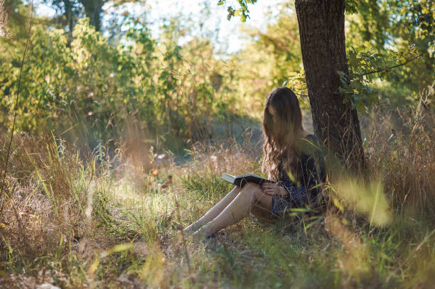istock Girl reading book in summer forest 656680866