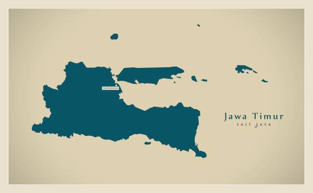 Modern Map - East Java ID Modern Map - East Java ID jawa timur stock illustrations