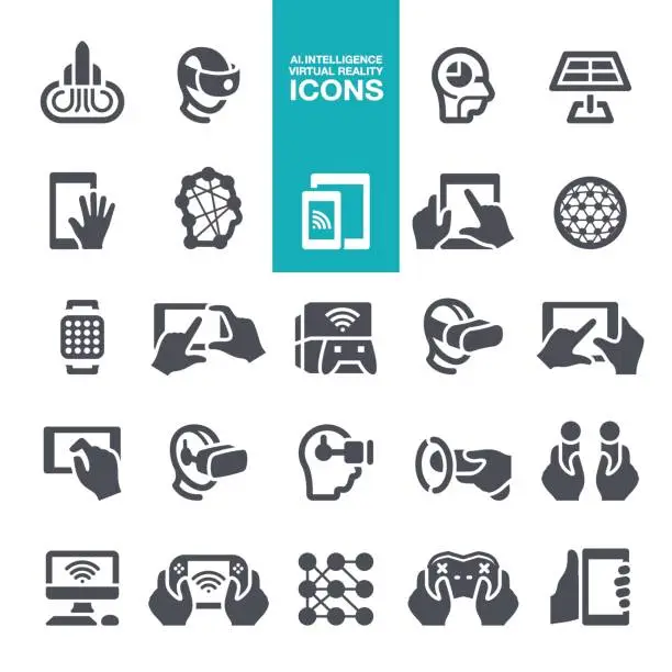 Vector illustration of Artificial intelligence and Virtual reality icons