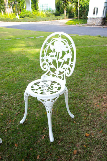 istock A white chair in garden. 656699860