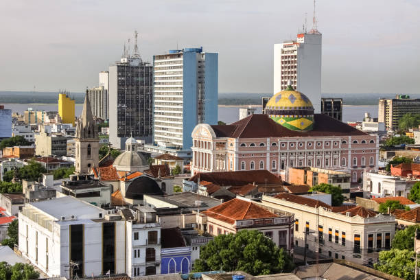 widok na manaus z teatro amazonas - colonial style obrazy zdjęcia i obrazy z banku zdjęć