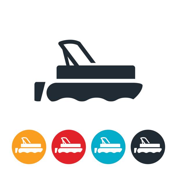 Pontoon Boat Icon An icon of a pontoon boat. pontoon boat stock illustrations