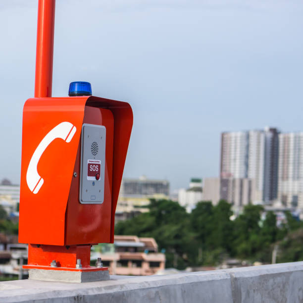 Emergency call box stock photo