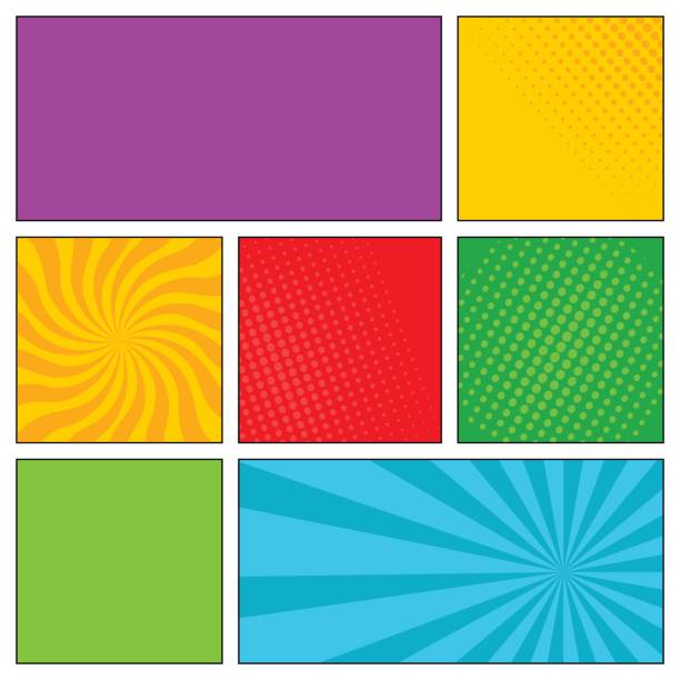 Comic book page template with halftone effect. Background in pop-art style. Vector illustration Comic book page template with halftone effect. Background in pop-art style. Vector illustration. comic book page layout stock illustrations