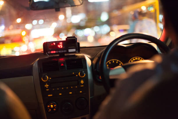 istock Taxi in Traffic Jam at Night 656709424