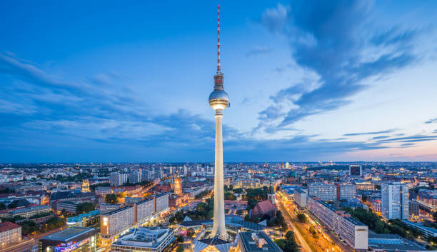 istock Berlin skyline panorama with famous TV tower at Alexanderplatz at night, Germany 656712214