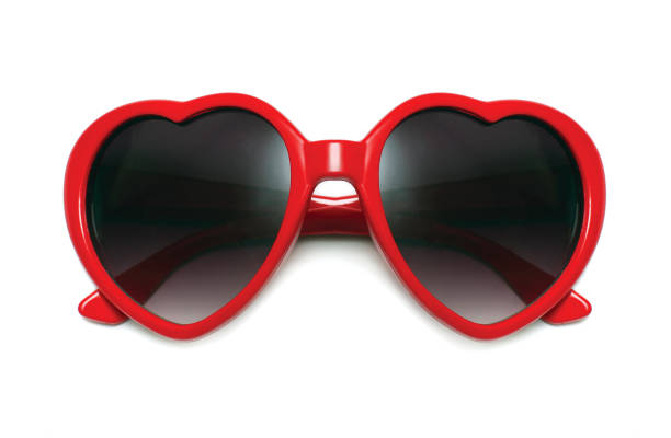 istock Red sunglasses heart shape isolated on a white background closeup 656714810