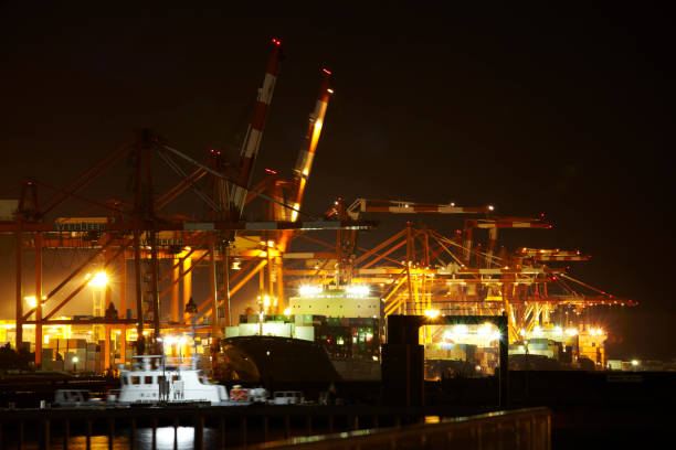 istock Night view of the factory 656726400