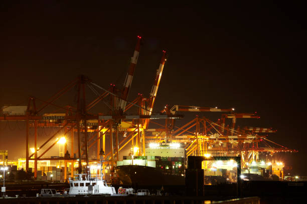 istock Night view of the factory 656726410