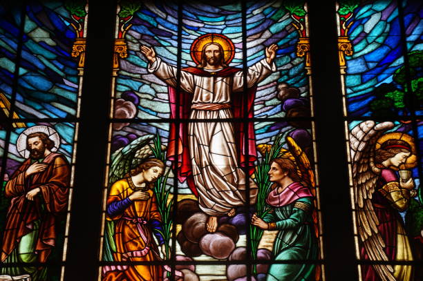 Stained glass of the imperial cathedral in Petrópolis, indicating the resurrection of Christ